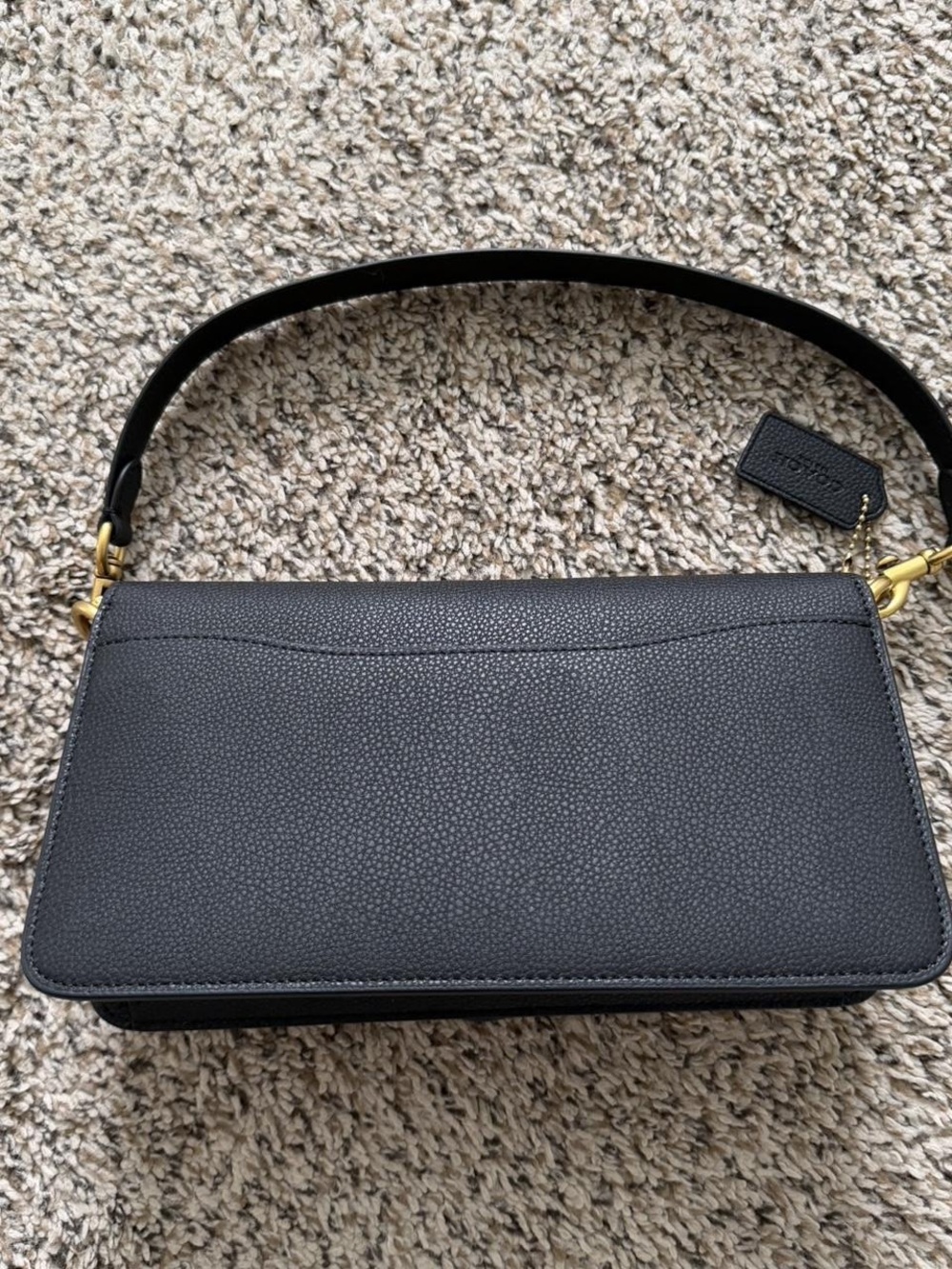Coach Black Leather Shoulder Bag with Gold 'C' Hardware - Picture 2 of 4